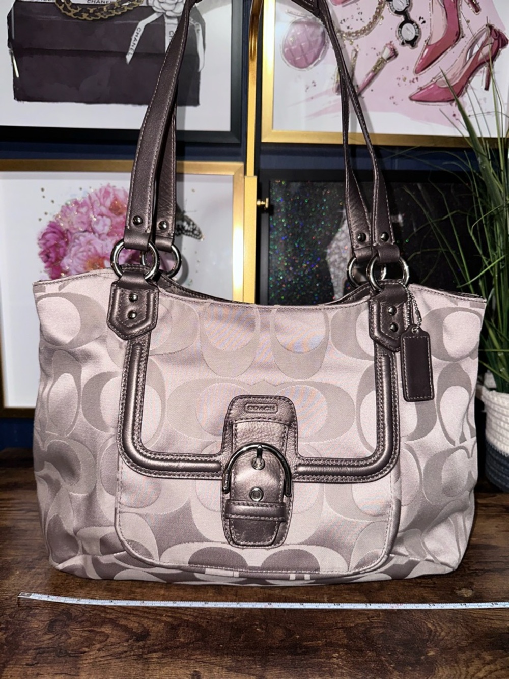 Coach Campbell Signature Metallic Belle Carryall shoulder bag - Picture 5 of 16